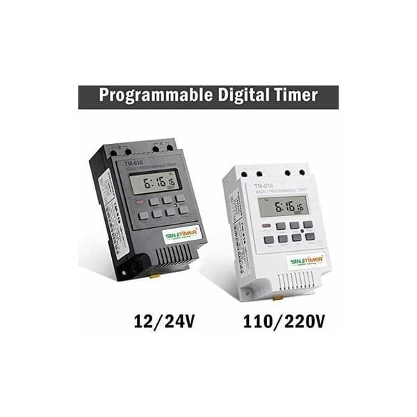 1x TM616 Timerrelébryter, 12V Timer Elektrisk Ukentlig Digital Timerbryter med LCD Digital Skjerm - Hvit