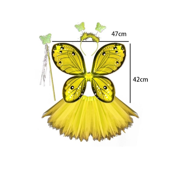 Fjärilsvingar för barnkostym GUL 3-DELARS SET Gult Yellow 3Pcs/set-3Pcs/set