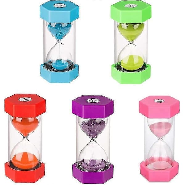 Sæt med 5 timeglas til børn, timeglasfunktion, timeglasfarver, køkkenur, køkkentimer med timeglas, 3, 5, 10 og 30 minutter...