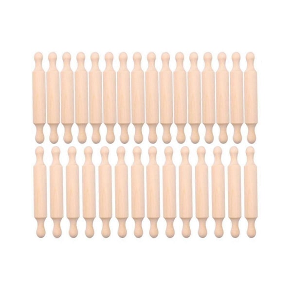 20 Stykker Mini Kagerulle i Træ 15 cm Lang Køkken Bage Kagerulle Lille Dejrulle i Træ Wood Color