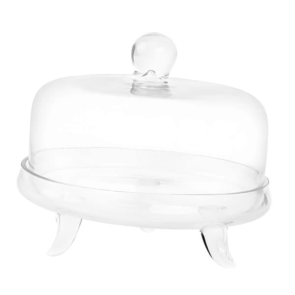 Cake Stand with Dome Lid, Dessert Tray, Decorative Serving Plate, Round, Transparent S