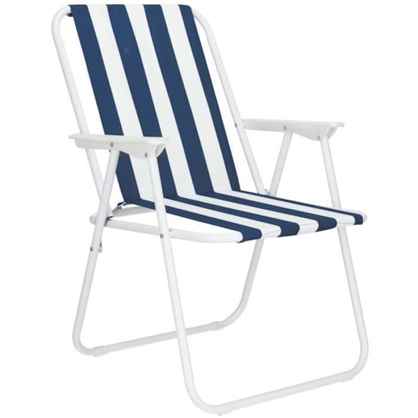 SPRINGOS® Fällbar strandcampingstol 52x59x80 cm - mörk vit blå