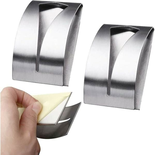 3-pack självhäftande handdukshållare, rostfri disktrasehållare, metall disktrasa väggfäste, silver handdukskrok, disktrasekrok