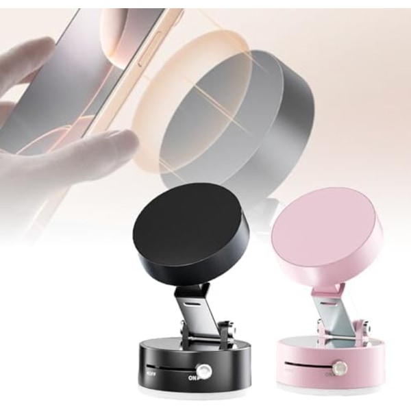 Magneettinen puhelinpidike, tyhjiöimulla varustettu magneettipidike autoon, säädettävä puhelinteline kaikkiin älypuhelimiin Black+Pink