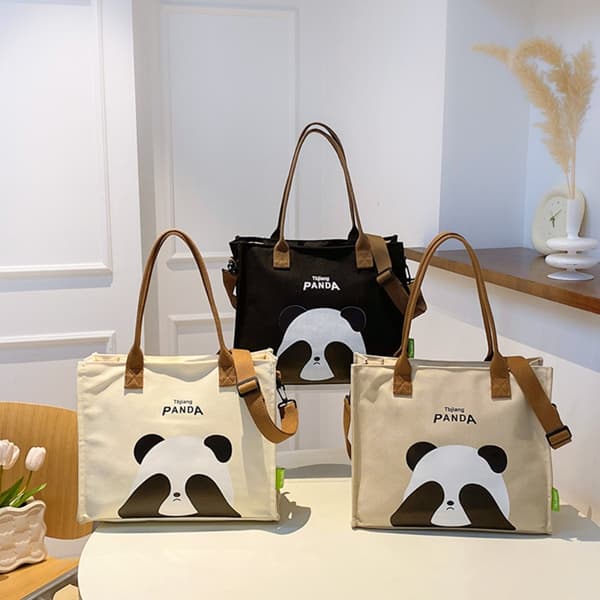 Sød Panda trykt skuldertaske Mode skuldertaske SORT Black