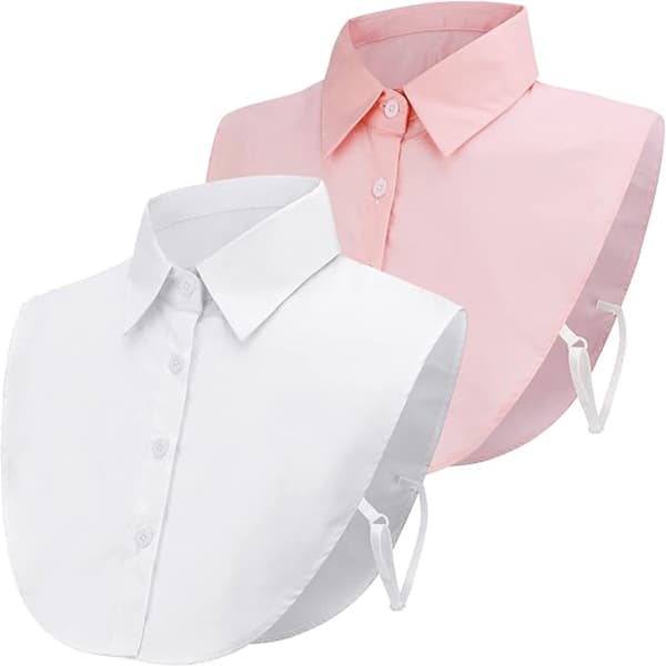 Sett med 2 blusekraver for kvinner - Avtakbar spiss krage Basic - Krager for kvinner