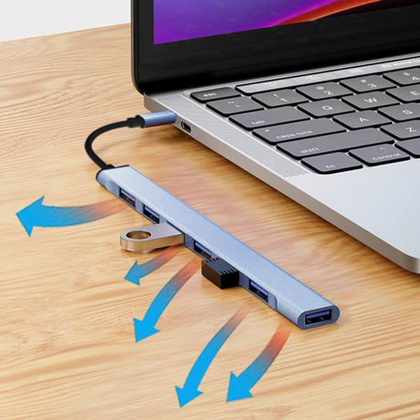 Multi 7-porttinen Splitter Nopea 5 Gbps PC-tietokoneen moniportti USB