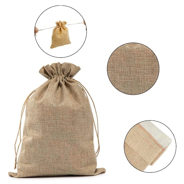 24-pack Presentpåsar, Jutesäckar, Små 7 x 9cm, Jutesäckar, Tygpåsar, Små Linnepåsar, Jutesäckar för Smycken, Bröllop, Julfest