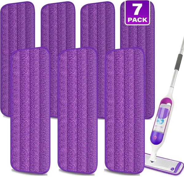 Moppepuder Refill - 7 Stykker - Moppe Refill - Mopper - Våd & Tør til Hjemmerengøring - Genanvendelige Moppepuder