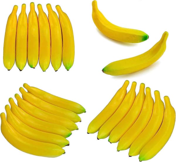 Artificial Yellow Bananas Lifelike Simulation Fake Fruit Home House Kitchen Decoration 5pcs Set