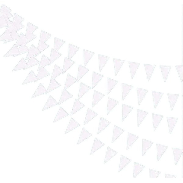 (Specialerbjudanden) Triangel Flaggor Tyg Girlang Vit Vimpel Banner Hängande Banners Girlang För Trädgårdsfest Dekorationstillbehör