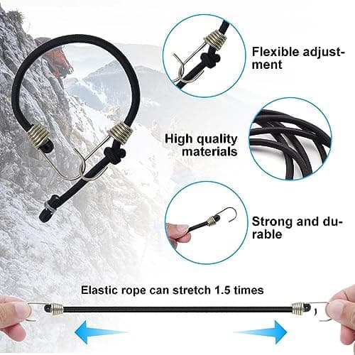 12 stk. elastiske stropper med kroker, strikk, stropper med kroker, elastiske snorer