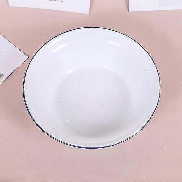 Retro Emalj Blandskål Kök Soppa Sallad Serveringsskål - Vit
