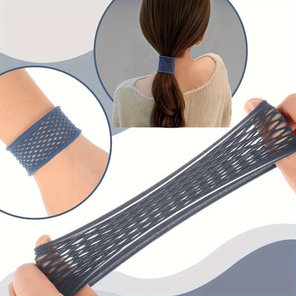 12 stk Mote Mesh Sømløse Elastiske Hårbånd | Høy Elastisitet, Stoff, Minimalistisk Stil, Ensfarget 12pcs D style