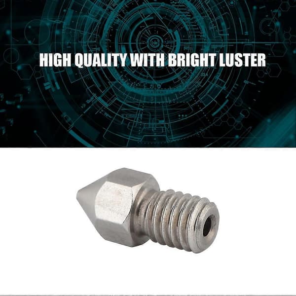 5 stk. 3D-printer M6 Dyse i rustfrit stål til 1,75 mm filament (1,75/0,6 mm)