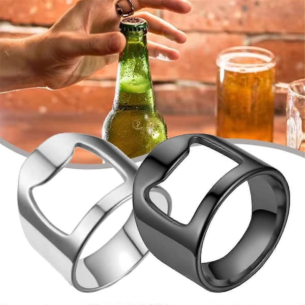 Bartender Ring Flaskeåpner Rustfritt Stål Ring Flaskeåpner, B