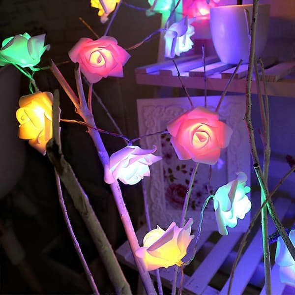Høstdekorasjoner Bladlys Hagelys Juleblader Dekor Rose White Usb 6M*40Lights