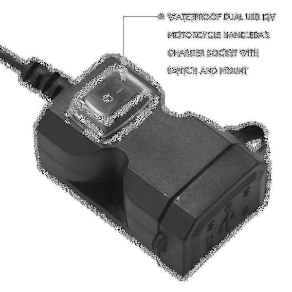 12V Vandtæt Motorcykel Dobbelt USB Oplader Stik Adapter