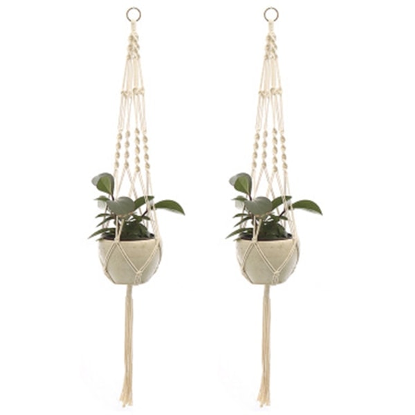 2 st Macrame växt hängare hängande planter korg, stil 2