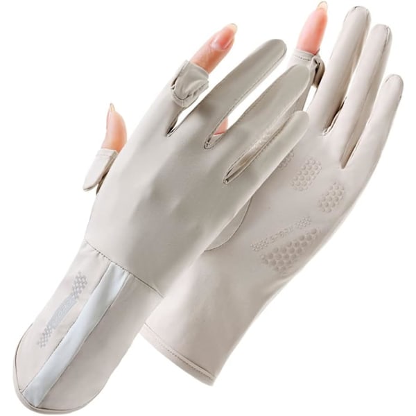 UV-skyddshandskar Körhandskar, Hel finger UV-handskar Solhandskar, Tunna handskar UV-ljus Handskar Damcykelhandskar, Beige