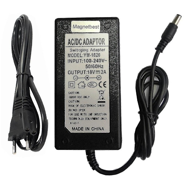 18v 2a AC DC Adapter 18v 2a 36w Strømforsyningsadapter Oplader DC 5.5*2.5/5.5*2.1 Mm