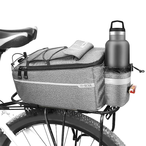 Cykelkurv til bagagebærer, 10 L cykeltasker til bagagebærer, isoleret køletaske til bagage, cykelbagagebærer, grå Grey