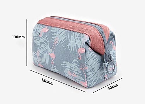 (Pink) Small Foldable Compact Wash Bag Makeup Bag Japanese Floral Cosmetic Pouch