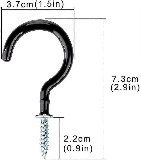 18 stk. Krog til kopper 7,4 cm Skruekrog Loftkrog Krusholder Plastbelagt Sort Hvid--