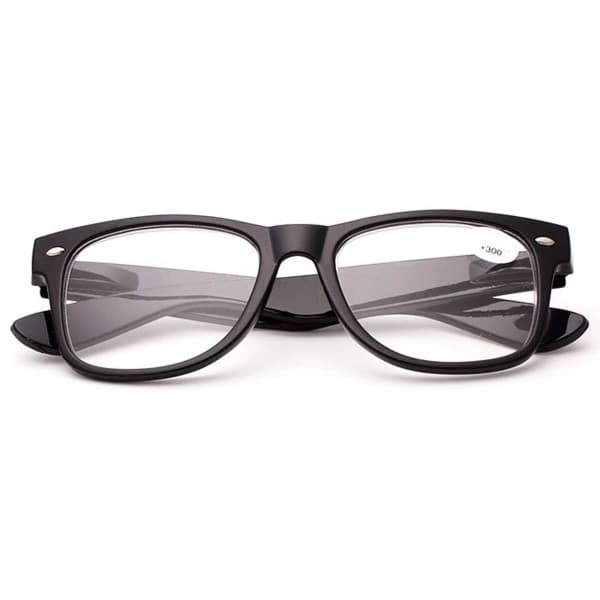 Mattsorte Wayfarer læsebriller med styrke 1.0 1