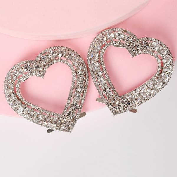 2 stk. Skoklips Charm Spænde SØLV RHINESTONE-B SØLV Silver rhinestone-B Silver rhinestone-B