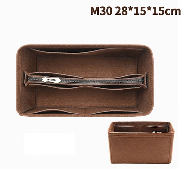 (Specialtilbud!) Taske Organizer Filt Indsats 25 30 35 Makeup Håndtaske Coffee StyleC M