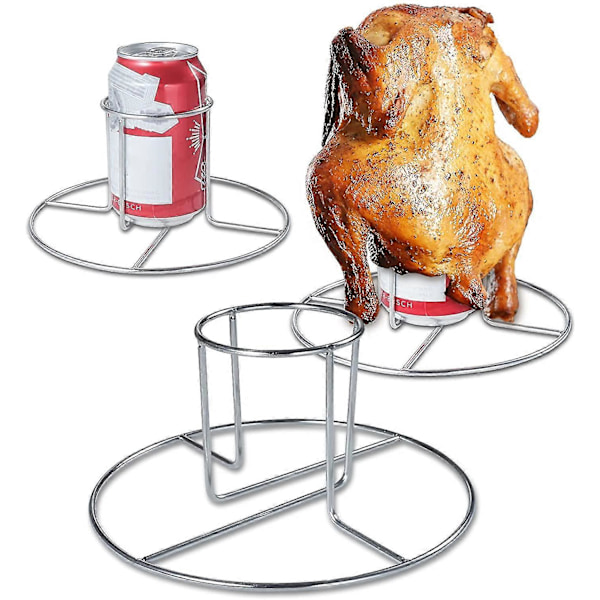 2 stk. Kyllingegrillstativ Rustfrit Stål BBQ Grillholder Øldåse Kyllingestativ (FMY)