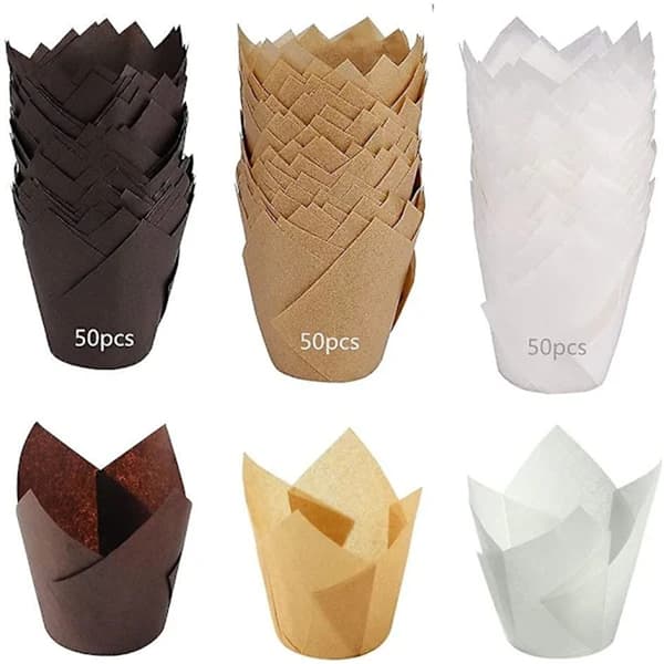 Muffinsforme, Muffinspapir, 150 stk. Tulipanbagepapirkopper, Papirmuffins, Forme Muffinskopper, Cupcakespapirkopper til Muffins, Kage, Cu