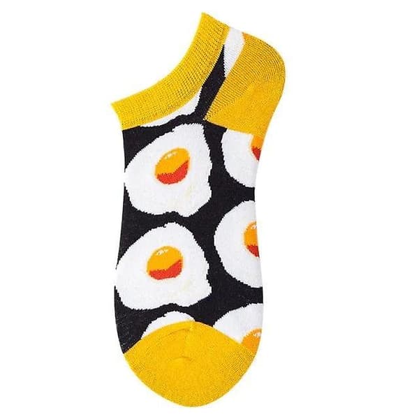 Ankelsockor med stekt ägg-mönster Multicolor Adult Large