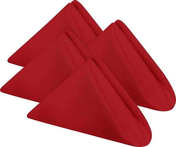 24-pack Tygnappar - 43 x 43 cm, 100 % polyester, fållade, tvättbara, lämpliga för fest, bröllop, middag röd