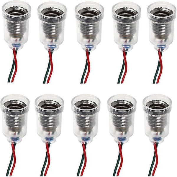10 stk E10 Lampefotbase LED-montering Skrue Små Lyspærer Holder Lysuttak Med Trådhette For Eksperimentkrets Hjem Te