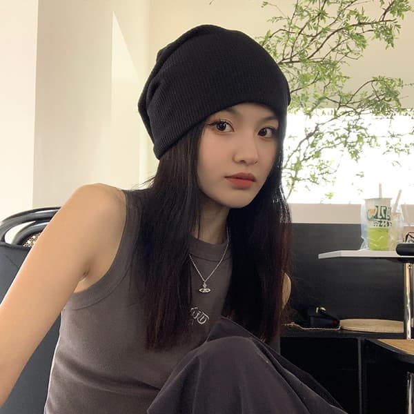 Tynn, trendy og allsidig strikket lue Baotou lue Pullover Høst