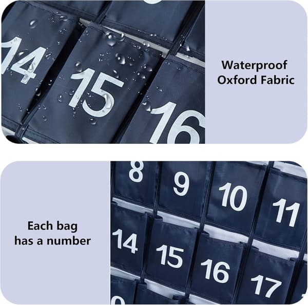 Numbered Classroom Storage Pocket Chart - 30 Pockets - Hanging Pocket Organizer - School Storage Bags