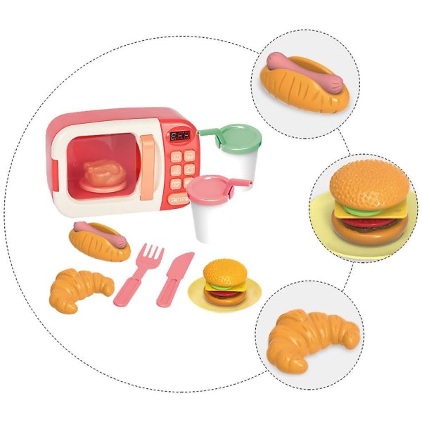 1 sæt børns mikrobølgeovn legetøj realistiske køkkenapparater børnelegetøj rød 19X12CM