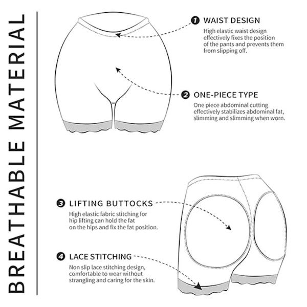 Butt Lifter Shapewear Timeglas-Formende Shorts SVART XL sort black XL