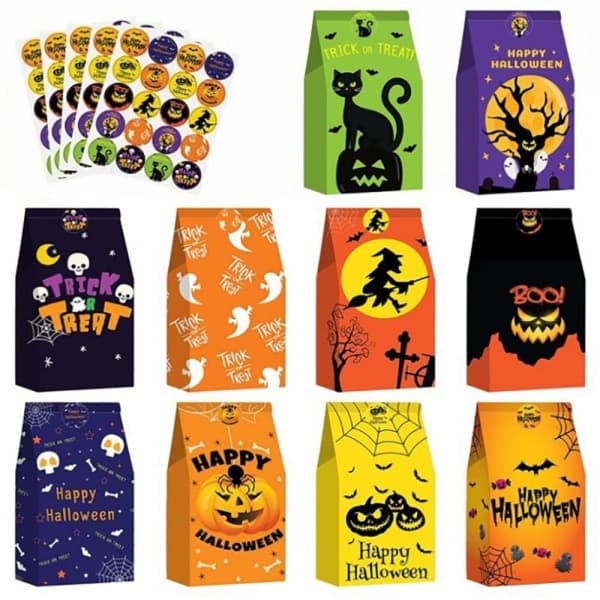 20 st Halloween pappersgodispåsar presentpåsar festdekorationer