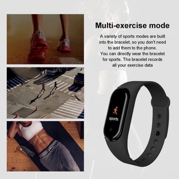 Älykello, Fitness-seuranta syke/verensokeri/unen seuranta/ilmoitusmuistutus, vedenkestävä kello iOS Android - Musta kirsikka