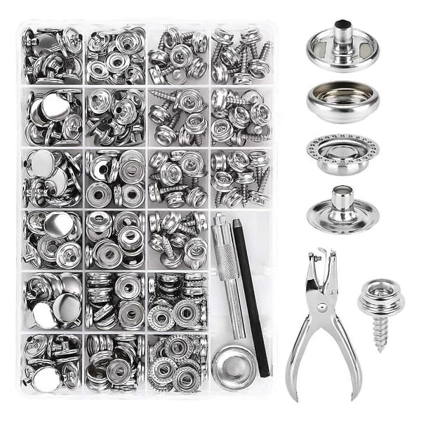 Canvas Snap Kit, Marinekvalitet Rustfrit Stål Knapper, Skrueknapper, Bådovertræk Knapper, Måtteknapsæt med