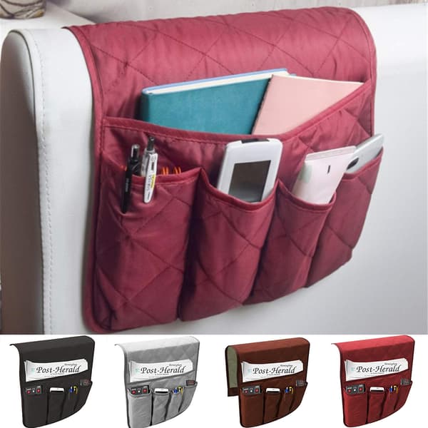 Soffarmsstöd Organizer med 5 Fickor - Hängande Förvaringsväska Grey