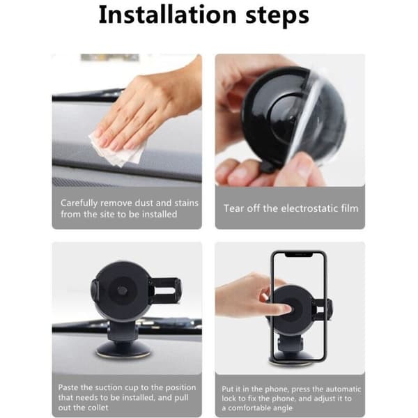 Biltelefonholder til bilen 360 graders rotation black
