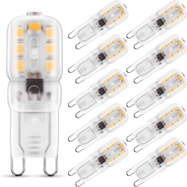 (Specialerbjudande) 2W G9 Varmvit LED-lampa, 25W Halogenlampa Motsvarande 1,89*0,63\"