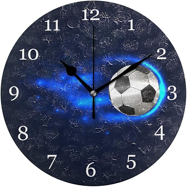 (Specialerbjudande) 12-tums Fotboll Akryl Tyst Väggklocka Sovrum Vardagsrum Väckarklocka Födelsedag Julklapp