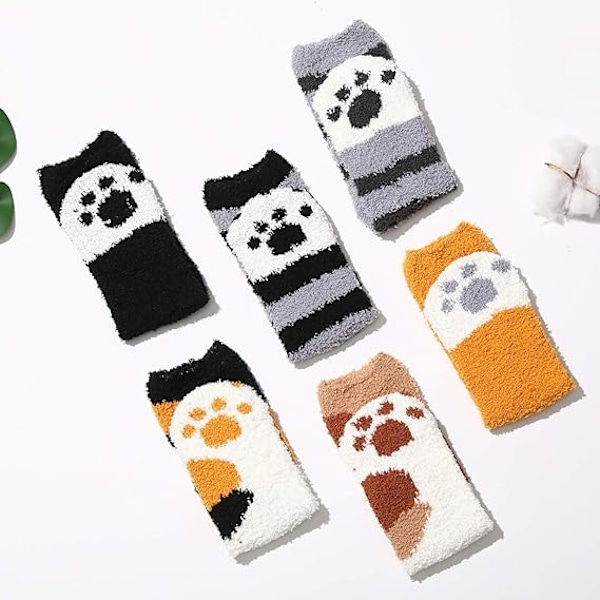 Par Søde Kattepote Strømper Dame Vinter Fluffy Bløde Plys Sutsko