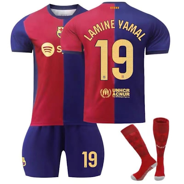 (Specialerbjudande) Lamine Yamal 19 Barcelona 24-25 Hemma Tröja Senaste Fotbollströjan för Vuxna och Barn för den Nya Säsongen 4 Adult XL（180-185cm）