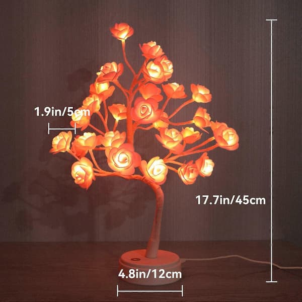 Trælys Rose Blomst Jule Bonsai Lampe (AAA)
